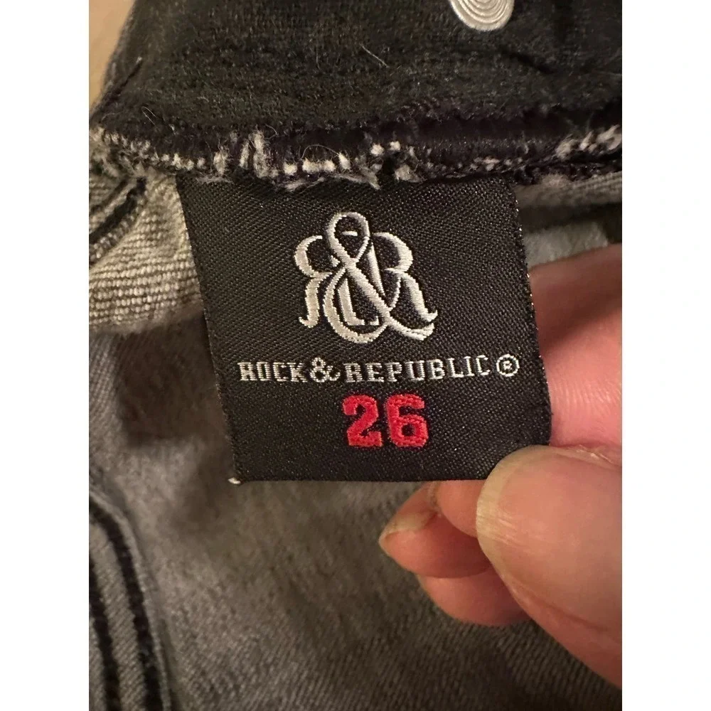 Rock & Republic Berlin Women's Low Rise Slim Fit Cotton Denim Jeans Size 26 Gray